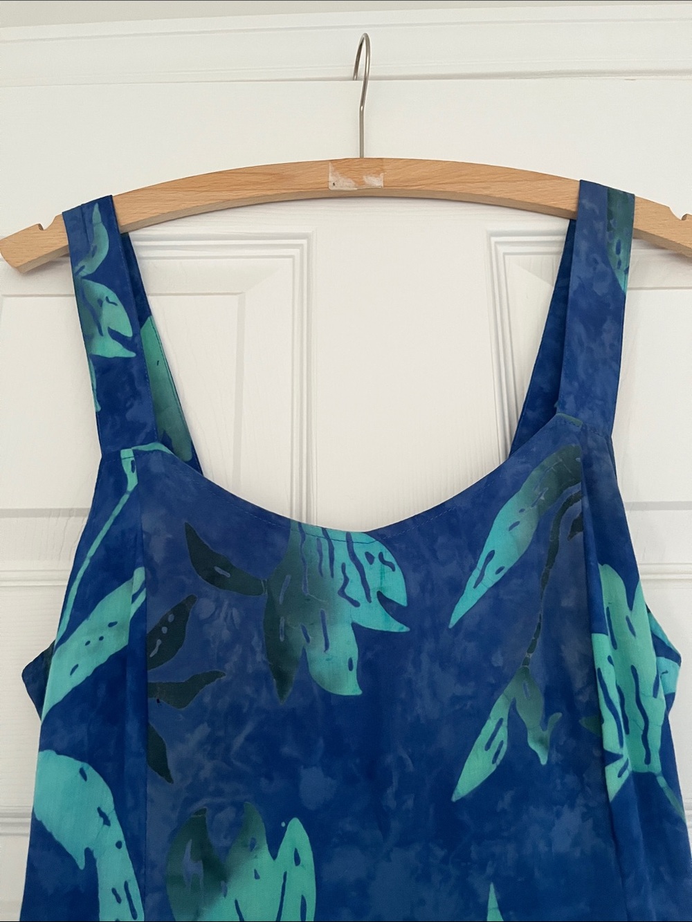 Alma Blue Green Tropical Pattern Strappy Floral Maxi Dress, Size Medium - Picture 4 of 9